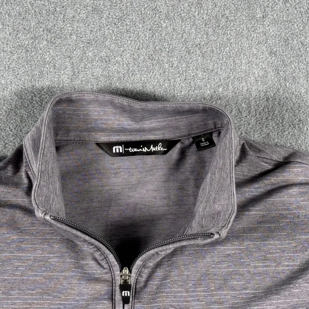 Travis Mathew Mens Gray Space Dye Quarter Zip Pullover Golf Shirt Size S Small